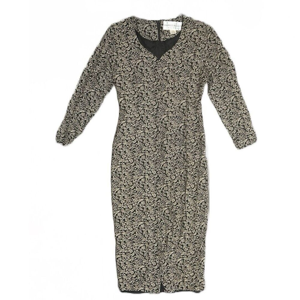 Casual Corner Petite Women's Maxi Floral Dress 3/4 Sleeves Front Buttons Size 4